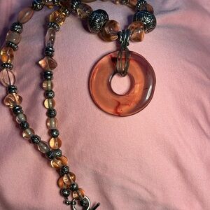 Elegant Peach Beaded Necklace